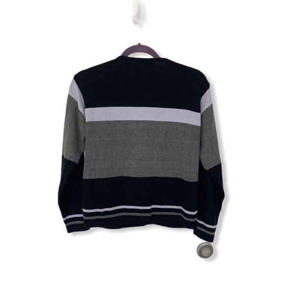 Dress Barn Black Gray & White Striped Cardigan | Women’s S | Button-Front Knit - Picture 3 of 4